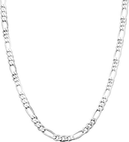 Honolulu Jewelry Company Sterling Silver 4mm - 7.5mm Figaro Link Chain Necklace or Bracelet, 7.5" - 28"