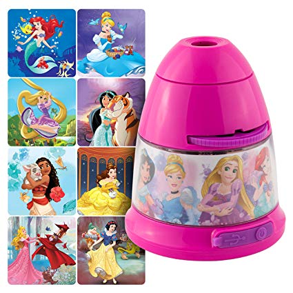 Projectables Disney Princess LED 8 Image Night Light, Powered by Micro-USB Plug-in or Battery Operated, Moana, Cinderella, Rapunzel, Jasmine, and More, Ideal for Bedroom, Nursery, 43684