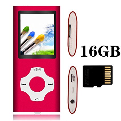Tomameri - Portable MP3 / MP4 Player ,Comes with a 16GB Micro SD Card, Supporting Up to 32GB - Red