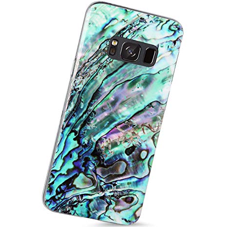 VIVIBIN Samsung Galaxy S8 Case Green Oyster Shell Design,Slim-Fit Scratch Resistant Shock Proof Flexible Glossy Soft Phone Case Cover for Galaxy S8 5.8 inch