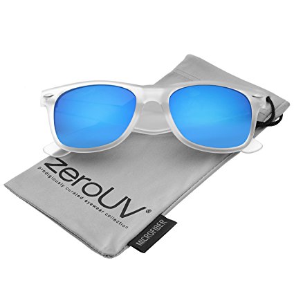 zeroUV - Matte Frosted Frame Reflective Colored Mirror Lens Horn Rimmed Sunglasses 54mm