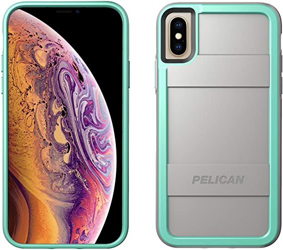 Pelican Protector iPhone Xs Case (Also fits iPhone X) - Grey/Aqua