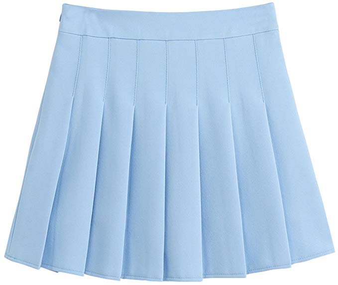 chouyatou Women's Simple High Waist All Around Pleated A-Line Skirt