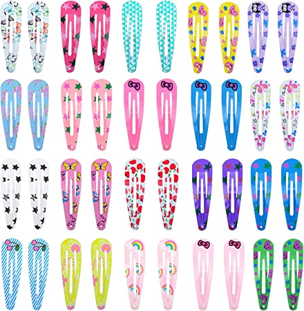 40 Pack Printed Hair Clips Girls' 2 Inch Barrettes Kids Hairpins Accessories