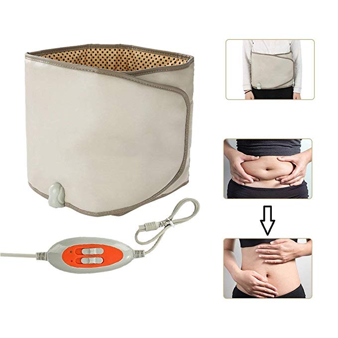 Slimming Belt with Hot Compress & Vibrating Massage Function Weight Losing Health Care Tools Heating Massager Fitness Device(Brown)
