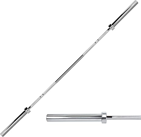 Olympic Weightlifting Barbell, Solid Iron Barbell for Weight Training and Power Lifting, 1,000-lbs Capacity, 7.2-Feet Long, 45-lbs Bar, 28-mm Shaft Diameter