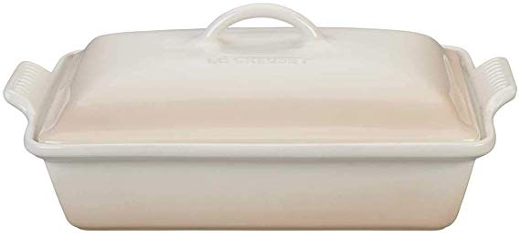 Le Creuset Heritage Meringue Stoneware Covered 4 Quart Rectangular Casserole Dish