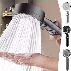 High Pressure Shower Head, High-Pressure Handheld Showerhead with 8 Spray Modes, Portable Detachable Shower Head with Hard Water Filter for Bathroom Gym Senior Hotel(Silver)