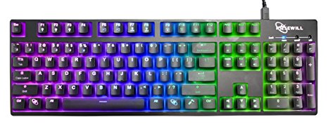 ROSEWILL Clicky Mechanical Gaming Keyboard with Cherry MX RGB Brown Switch, Backlit RGB LED gaming keyboard with Macros & 104 Key Full Size Keyboard for PC & Computers (RK-9000V2 RGB BR)