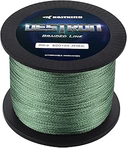 KastKing Destron Braided Fishing Line, Highly Abrasion Resistant, Improved Knot Strength, Ultra-Thin Diameter Superline, 75% Thinner Than Mono