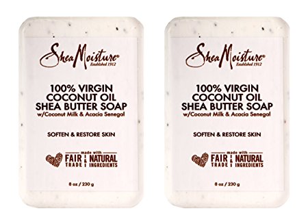 SheaMoisture 100% Virgin Coconut Oil Shea Butter Soap, 8 Ounce (Pack of 2)