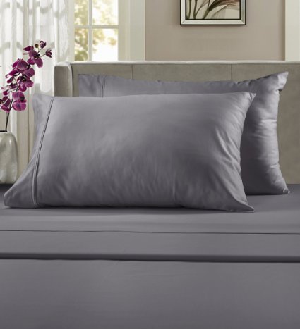 Luxury Solid 700 Thread Count Cotton Blend 4 Piece Sheet Set‏ (Queen, Lilac)