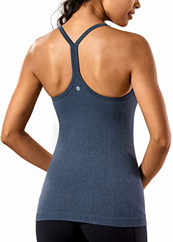 CRZ YOGA Seamless Workout Tank Tops for Women Racerback Athletic Camisole Sports Shirts with Built in Bra