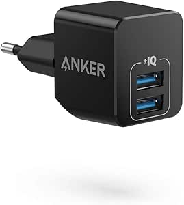 Anker PowerPort Mini Dual Cargador de Pared USB Extremadamente Compacto, Cargador de Pared, 2,5 A de Potencia, para iPhone XS/XS Max/XR/X/8/7/6/Plus, iPad Pro/Air 2/Mini 4, Samsung, etc. (Negro)