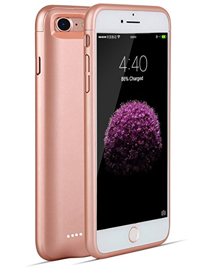 iPhone 7 Case Battery,BEIUS Thinnest 2800mAh Capacity Thinnest Portable Extended Rechargeable iPhone 7 Charging Case / Use The Apple Lightning Cable for Charging(Rose Gold)