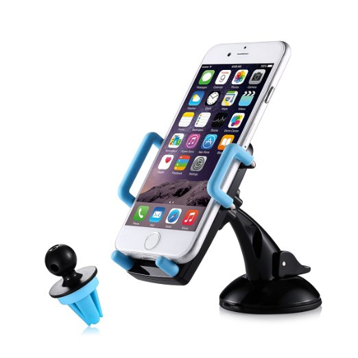 Car Mount Poweradd 2-in-1 Universal 360 Dashboard  Windshield Air Vent Car Phone Mount Holder Cradle for iPhone Samsung Nexus Motorola Sony HTC LG and Other Smartphones