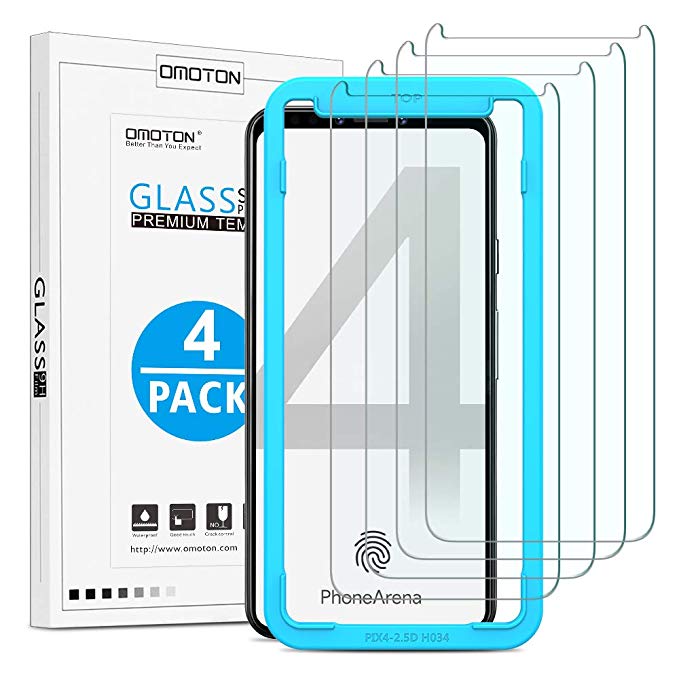 OMOTON [4 Pack] Screen Protectors Compatible with Google Pixel 4, Tempered Glass with [High Definition][Scratch Resist][Bubble Free][Case Friendly][Easy Installation]