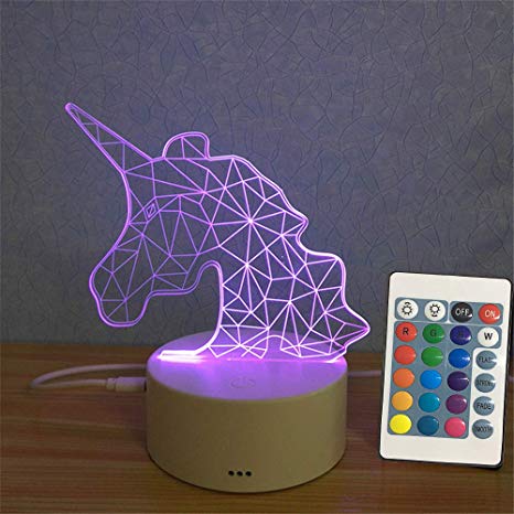 Bozoa Unicorn Night Light/Unicorn Night Lamps Acrylic LED Bedside Lamp 16 Colors Change with Remote (7.48"X5.5"X3.74")