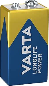 VARTA Longlife Power blocco da 9V Batterie 6LR61 (pacco da 1) Batteria alcaline blocco E - Made in Germany - Ideali per rilevatori antincendio, rilevatori di fumo, accordatori