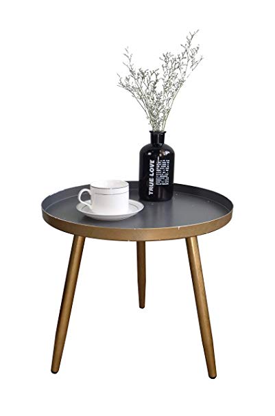 Aojezor Round End Table,Sofa Table,Bedside,Nightstand,Telephone Stand,Accent Bedroom Furniture Under 100,Home Decor for Small Space,Modern Simple Storage,Metal & Gold