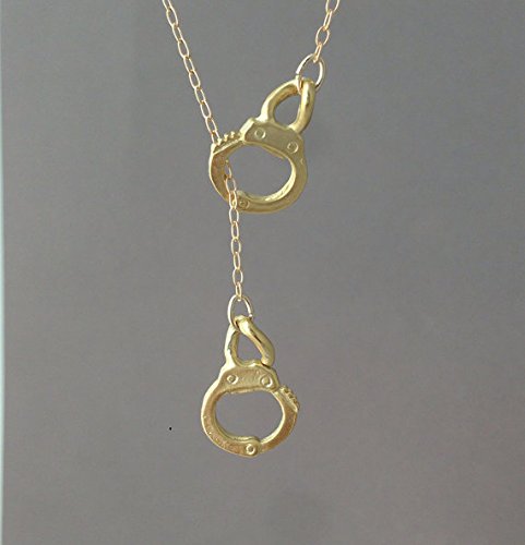 Handcuff Lariat Necklace available in gold or silver