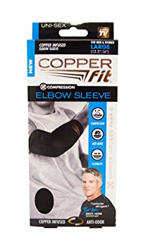 Copper Fit Original Recovery Elbow Sleeve, Black with Copper Trim, Large