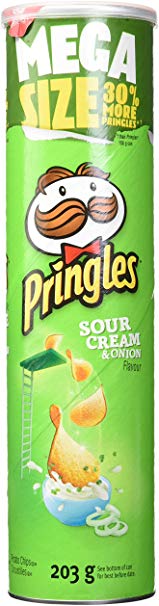 Pringles Mega Can Sour Cream & Onion Flavour, Potato Chips, 203g, 203 Grams