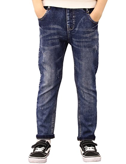 BYCR Boys’ Blue Denim Jean Elastic Waist Pants for Kids Size 4-18 No. 71500092