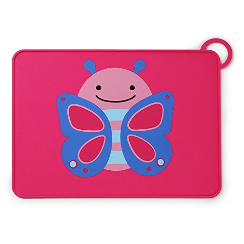 Skip Hop Baby Zoo Little Kid and Toddler Fold and Go Non-Slip, Food-Grade Silicone Placemat, Multi, Blossom Butterfly