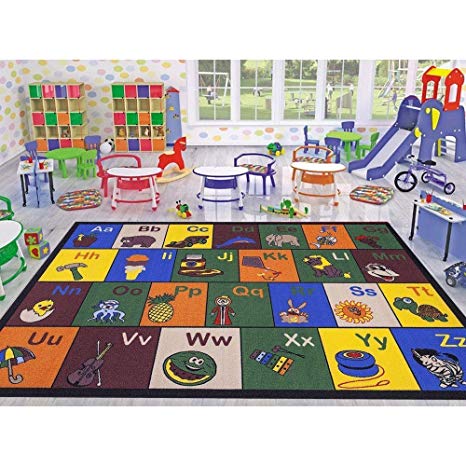 Ottomanson Jenny Collection Children's Multi Color Educational Alphabet (Non-Slip) Kids Classroom Area Rugs, 8'2" X 9'10", Multicolor