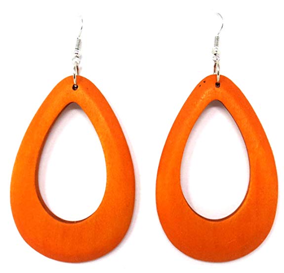 Natural Wood Earrings Geometric Earrings Wooden Water Drop Earrings for Women Statement Earrings