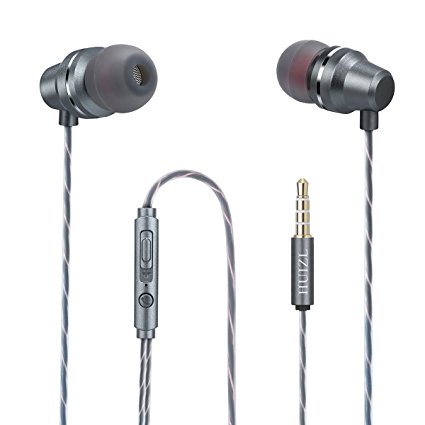 Earphones In Ear Headphones Earbuds Metal Noise Isolating for iPhone iPad iPod Android Smartphones Tablets Laptop Mac Computer MP3/4 Mic Controller Black Headset Built-in Mic 3.5mm