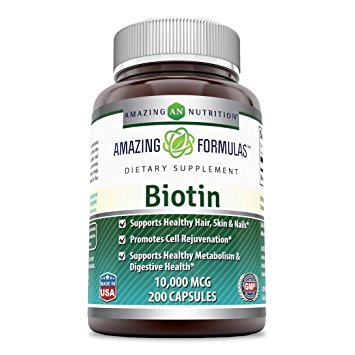 Amazing Nutrition Biotin 10,000 Mcg 200 Capsules - Supports Healthy Hair and Nails - Supports Energy Production