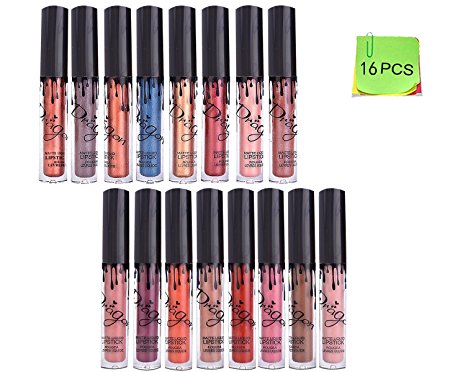 16 Pigmented Colors Liquid Lipsticks Lip Glosses Long Lasting Healthy Awesome Velvets Effects
