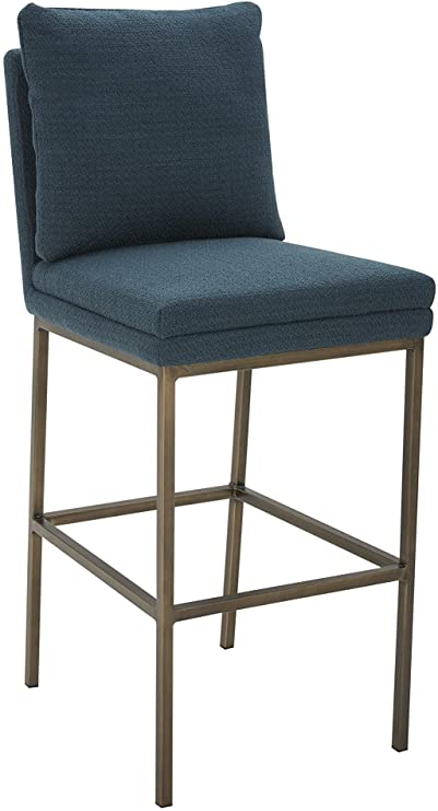 Amazon Brand – Rivet Lundberg Contemporary Upholstered Barstool with Brass Legs, 44.5"H, Juniper