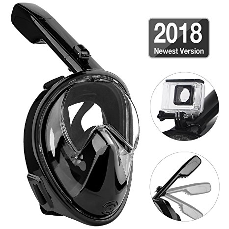 CASFANSTA Full Face Snorkel Mask 2018 Newest Version Panoramic 180° Foldable Snorkeling Mask With Detachable Camera Mount Anti-Fog Snorkeling for Adults & Kids