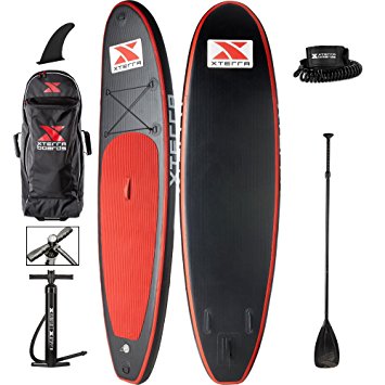 XTERRA Inflatable Stand Up Paddle Board iSUP Package (10' x 6" x 30") Supports up to 250 Pounds | Includes Paddle   Backpack   Coiled Leash | Great SUP for Beginners | 1 Year Warranty on Material