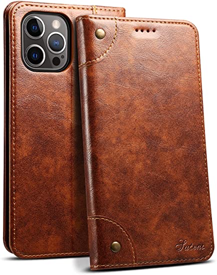 SINIANL Compatible with iPhone 13 Leather Case, iPhone 13 Wallet Folio Case Book Design with Magnetic Closure Kickstand Card Slots Flip Cover for iPhone 13 6.1 inch 2021 Khaki
