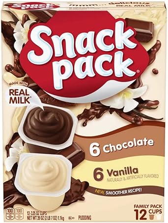 Snack Pack Pudding - Chocolate and Vanilla (1.19kg (12 x 99g), 1 Count)