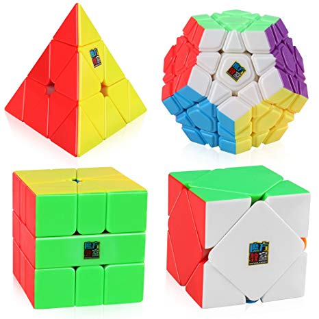 D-FantiX Speed Cube Bundle, Moyu Mofang Jiaoshi Megaminx Pyramid Skewb Square-1 Cube Stickerless Non-Cubic Cubing Classroom Gift Box