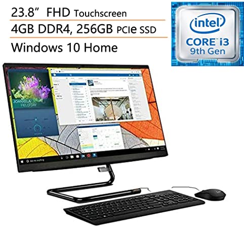 Lenovo IdeaCentre A340 23.8" FHD Touchscreen All-in-One AIO Desktop Computer, Intel Quad-Core i3-9100T (Beats i5-7400t), 4GB DDR4, 256GB PCIe SSD, DVDRW, Windows 10, iPuzzle Mouse Pad