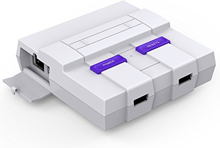 SNES Raspberry Pi Case for Pi 3, 2 and B  with Front facing USB ports , Functional POWER and RESET Button and Cooling Fan by BassTop