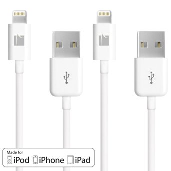 GreatShield (2 x 3FT - White) MFI Certified Lightning Cable - 8-pin Sync and Charge Lightning to USB Cable for Apple iPhone, iPad, iPod Touch, iPod Nano and Beat Pill