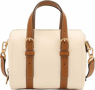 Fossil Carlie Mini Satchel, Vanilla/Saddle Colorblock