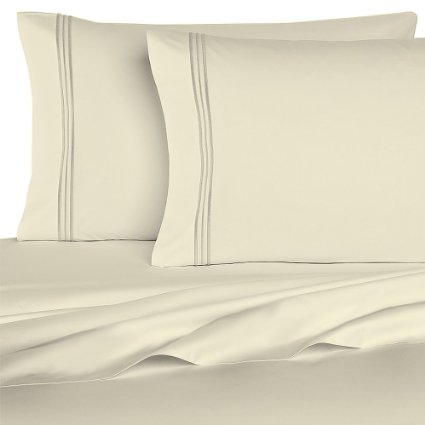 Madison Luxury Egyptian Touch 6pc Bed Sheet Set - Deep Pocket - Wrinkle Free Queen Ivory