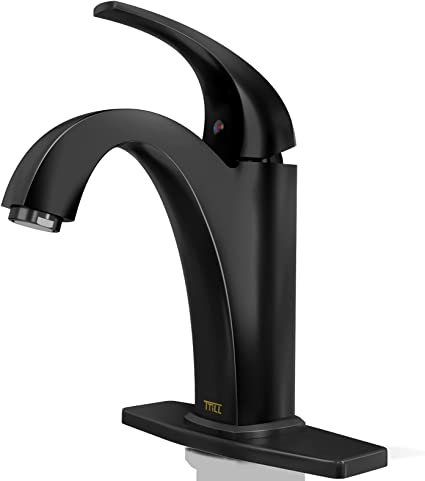 TTILL Matte Black Bathroom Faucet Single/Three Holes Modern Vanity Sink Faucet, Solid Brass Single Handle Sink Faucet Washbasin Mixer Tap for Widespread Utility Lavatory Farmhouse, Lead-Free