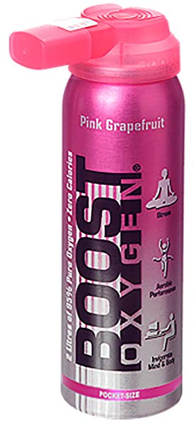 95% Pure Pocket Sized Oxygen Supplement, Portable Canister of Clean Oxygen, Increases Endurance, Recovery, Mental Acuity and Performance (2 Liter Canisters, 1 Pack, Pink Grapefruit)