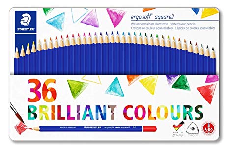 Staedtler - Ergo Soft Aquarell Triangular Watercolour Pencils - Tin of 36