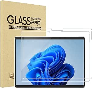 ProCase 2 Stück Schutzglas Displayschutzfolie für Microsoft Surface Pro 10 / Pro 8 / Pro X, 9H Gehärtetes Folie Screen Protector, Härte Schutzfolie Glas -Klar