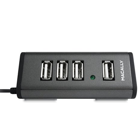 Macally 4 Port Powered USB 2.0 Hub with 5V 2A Power Adapter & 5 foot long Cable (TriHub4)